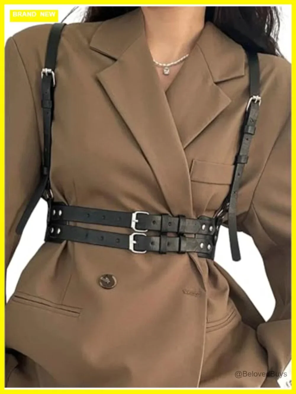 Punk Faux Leather Harness Belt Adjustable Gothic Chest Body Waist Belt Women